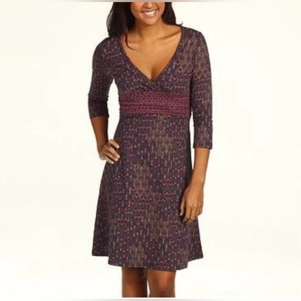 Patagonia Margot Faux Wrap Organic Cotton Geo Mixed Print Dress Stretch